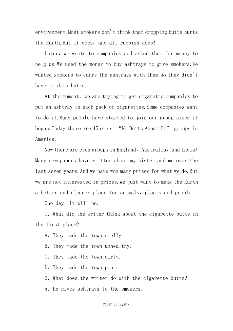 (2019版)外研版高中英语必修第一册Unit 5 Into the wild Starting out & Understanding ideas 同步练习（含答案）.doc_第3页