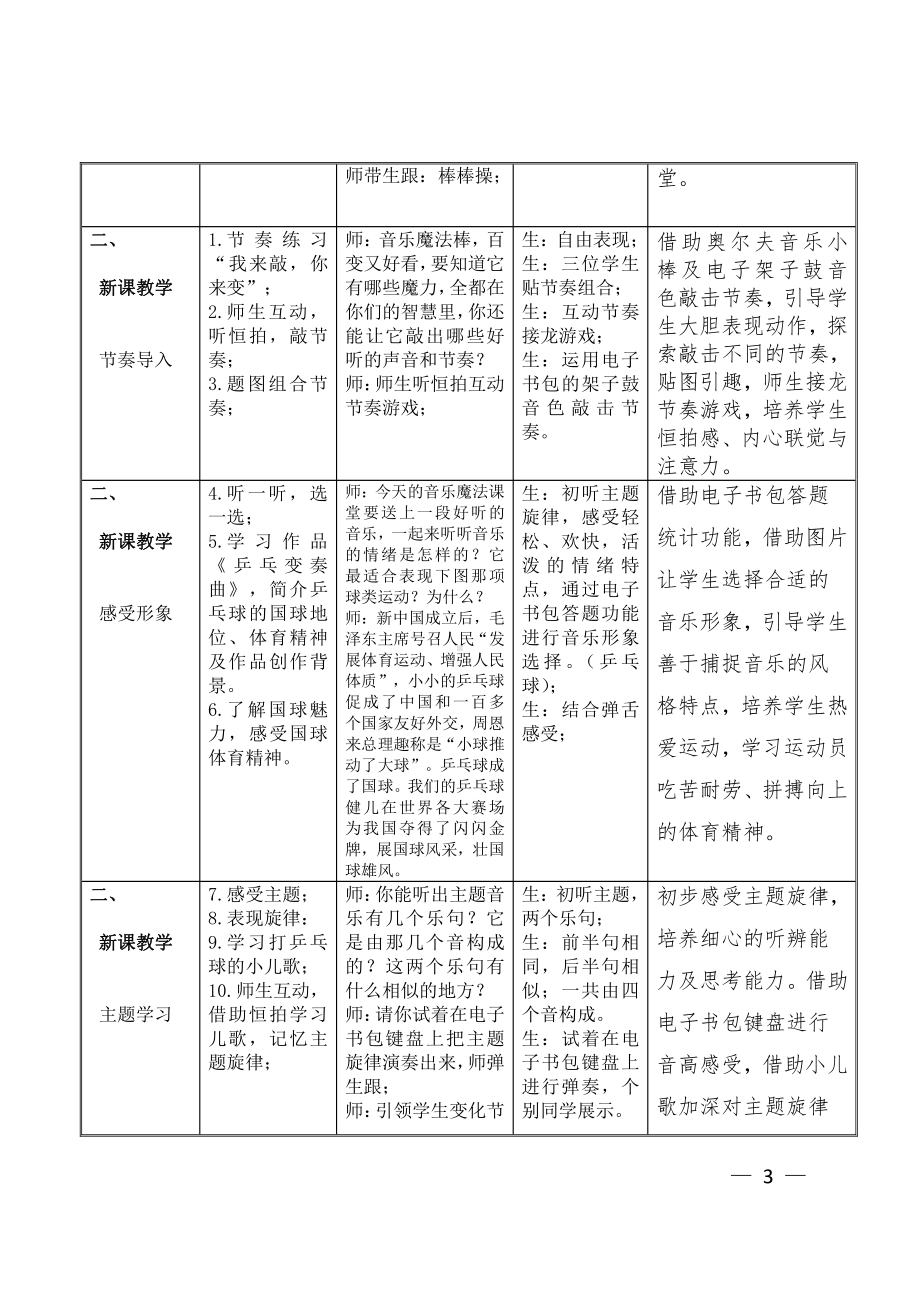 第3课 快乐的校园-聆听 乒乓变奏曲-教案、教学设计-部级公开课-人音版（简谱）四年级上册音乐(配套课件编号：f28d6).docx_第3页