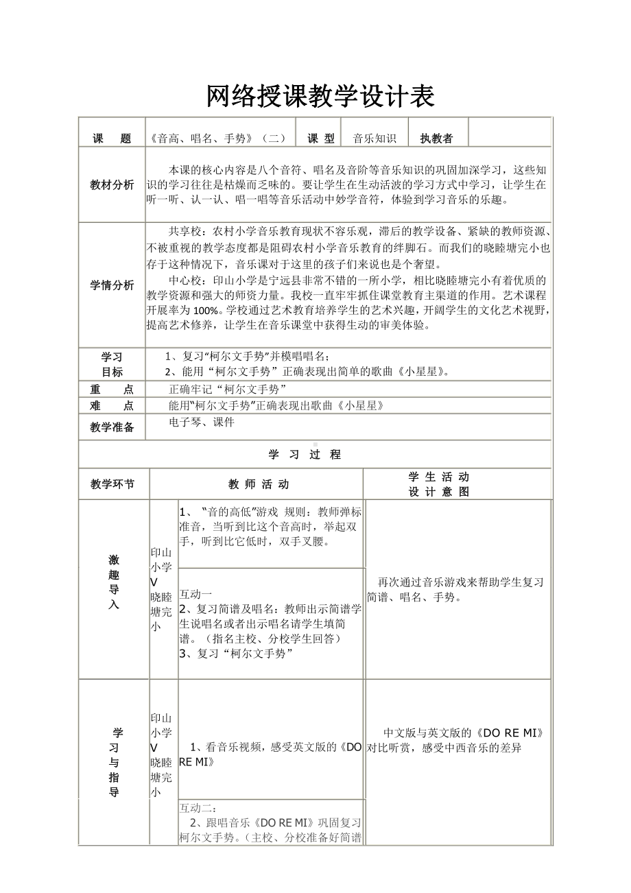 湘文艺版一年级上册音乐第三课-（音乐知识）音高、唱名、手势-教案、教学设计-省级公开课-(配套课件编号：c1278).docx_第1页