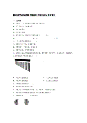 2021新教科版四年级上册科学期中过关训练试题 （含答案） (2).docx