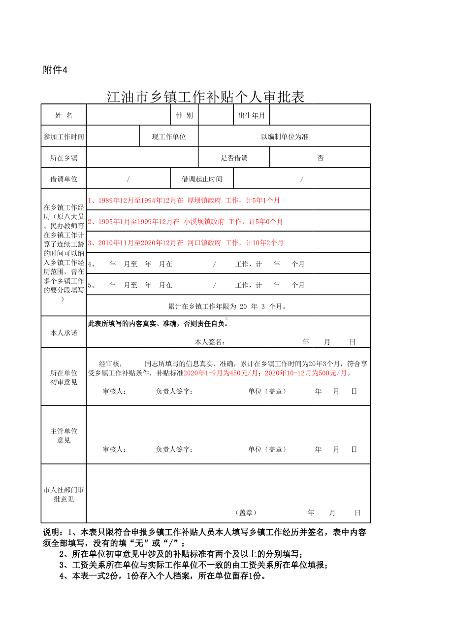 乡镇补贴个人审批表.xls_第1页