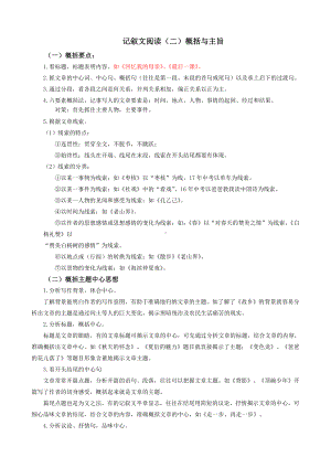 （机构适用）上海市2021年中考语文冲刺（考点梳理+强化训练）-09 记叙文阅读（二）概括与主旨.docx