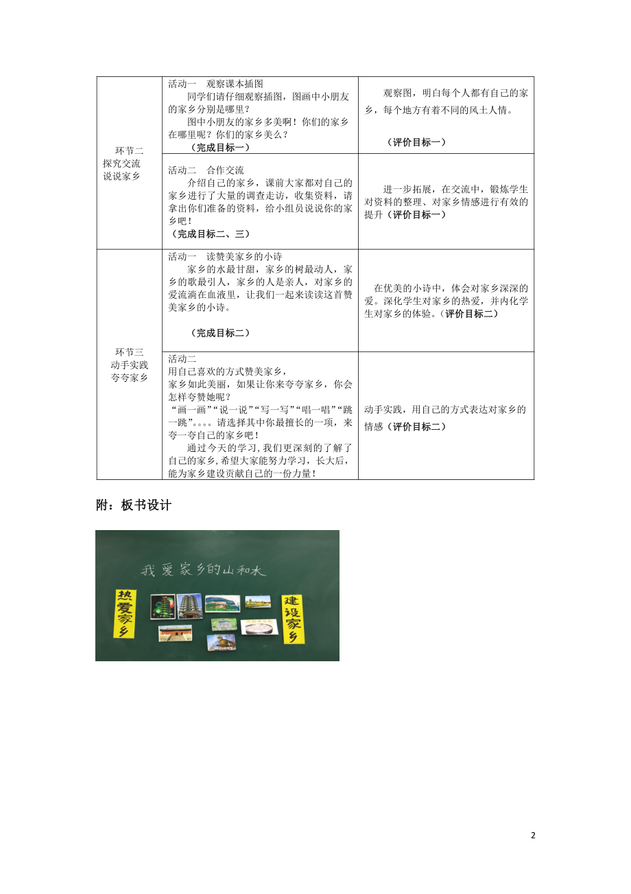 第四单元 我们生活的地方-13.我爱家乡山和水-教案、教学设计-市级公开课-部编版二年级上册道德与法治(配套课件编号：50f13).doc_第2页