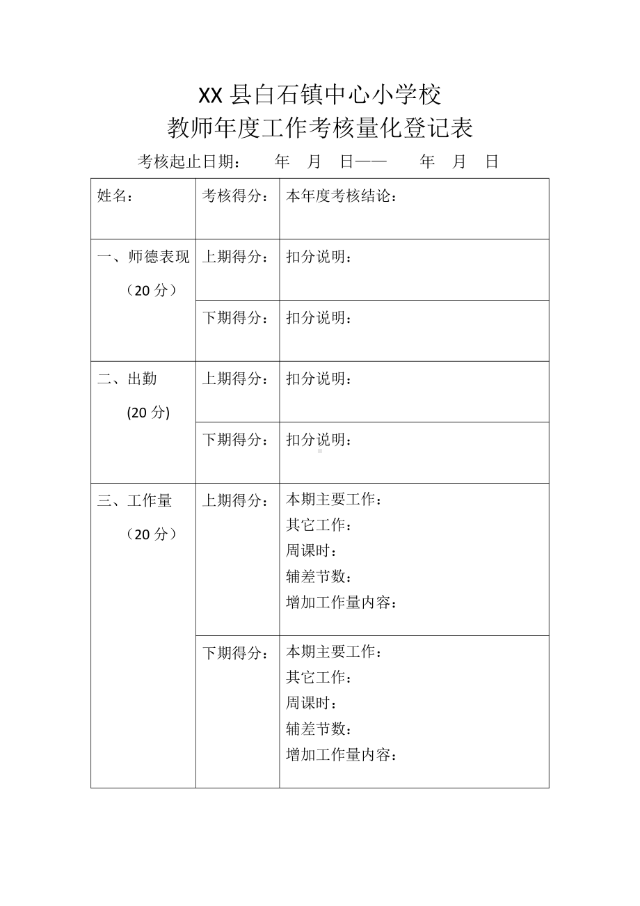 教师年度工作考核量化登记表（学校）.docx_第1页