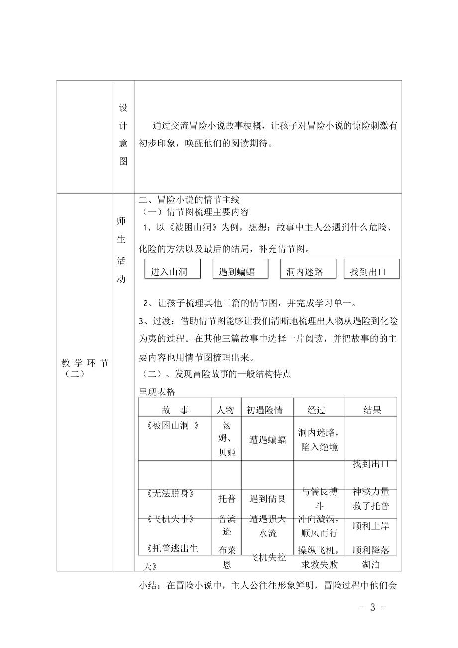 群文阅读教案：五年级《冒险小说里的“绝处逢生”》教学设计22页.doc_第3页