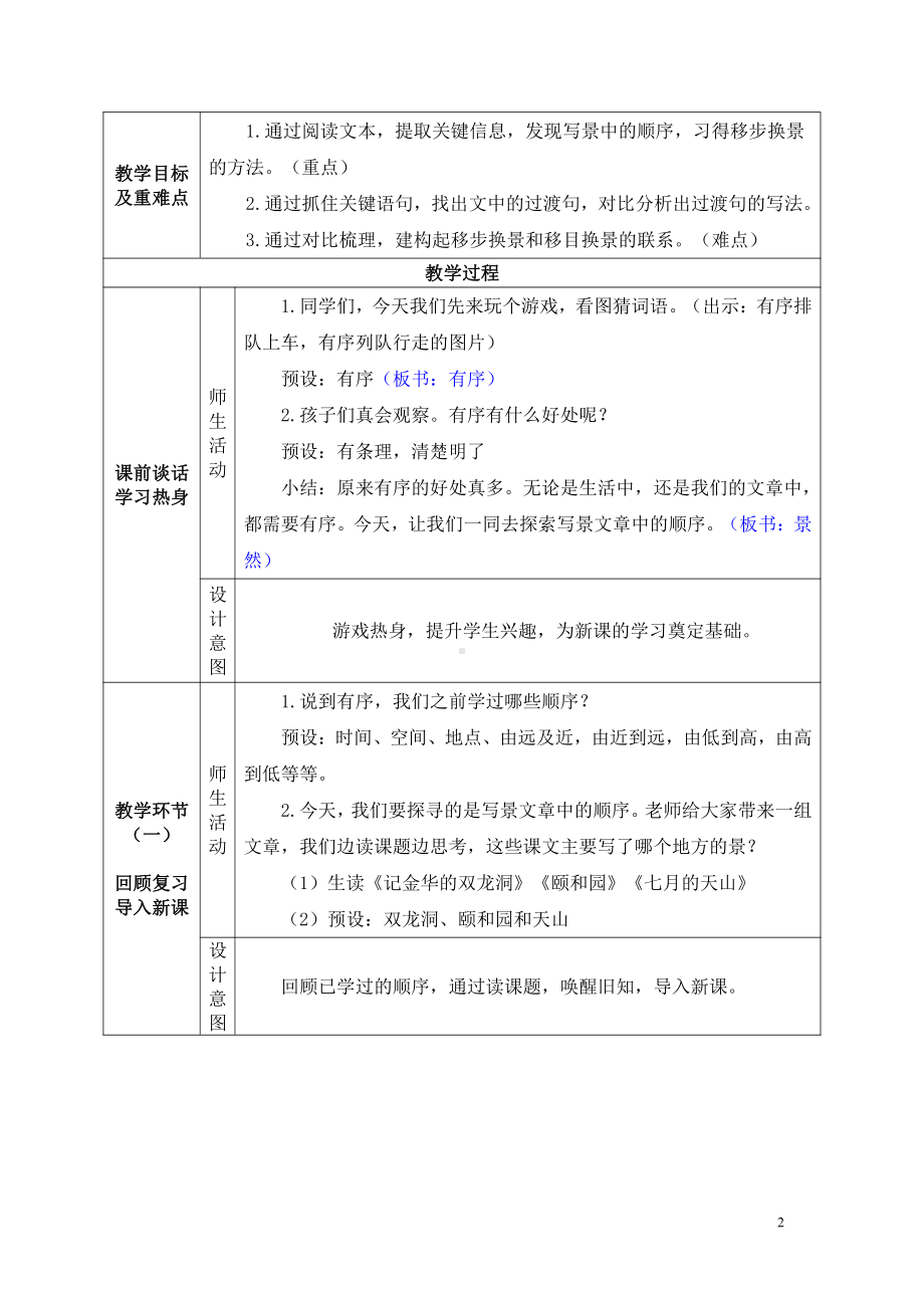 群文阅读教案：四年级《“景”然有序》教学设计10.pdf_第2页