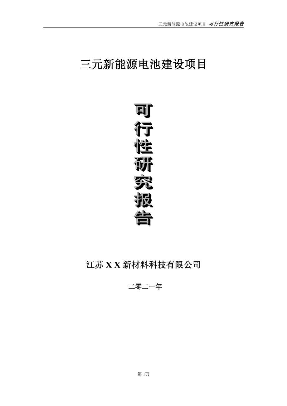 三元新能源电池项目可行性研究报告-立项方案.doc_第1页