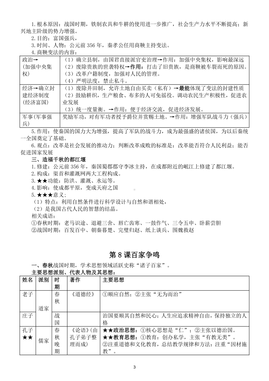 初中历史部编版七年级上册全册复习提纲.doc_第3页