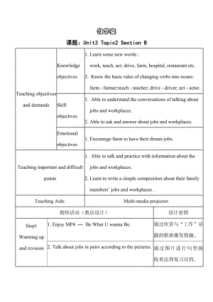 Unit 3 Getting Together-Topic 2 What does your mother do -Section B-教案、教学设计-市级公开课-仁爱科普版七年级上册(配套课件编号：d04ef).docx