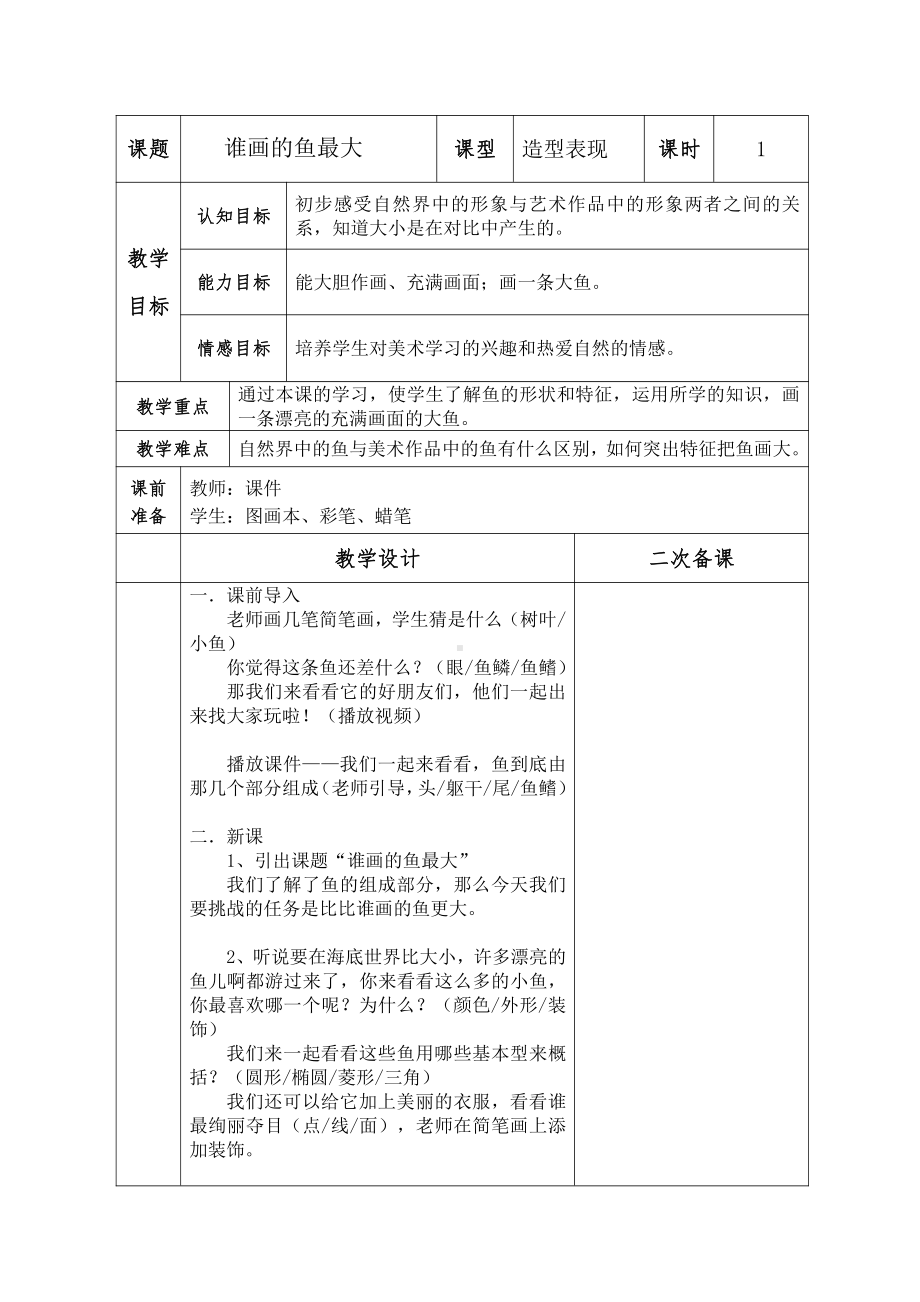 第17课 谁画的鱼最大-教案、教学设计-市级公开课-人美版一年级上册美术(配套课件编号：720f5).docx_第1页