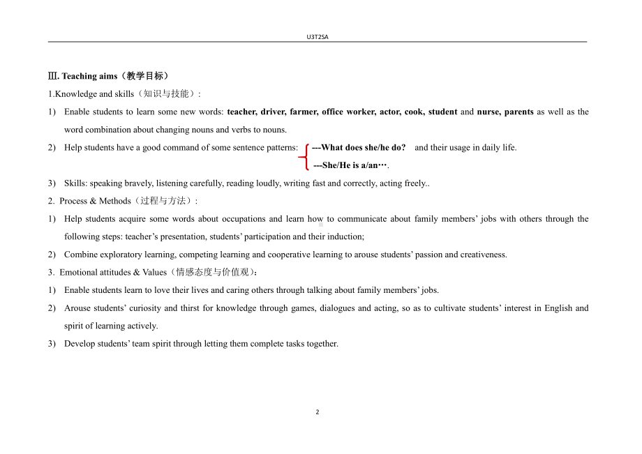 Unit 3 Getting Together-Topic 2 What does your mother do -Section A-教案、教学设计-市级公开课-仁爱科普版七年级上册(配套课件编号：225db).doc_第2页