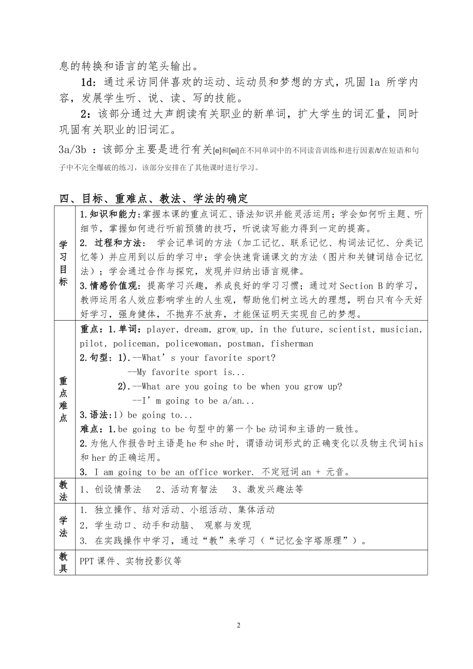 Unit 1 Playing Sports-Topic 1 I'm going to play basketball.-Section B-教案、教学设计-市级公开课-仁爱科普版八年级上册(配套课件编号：d27ff).doc_第2页