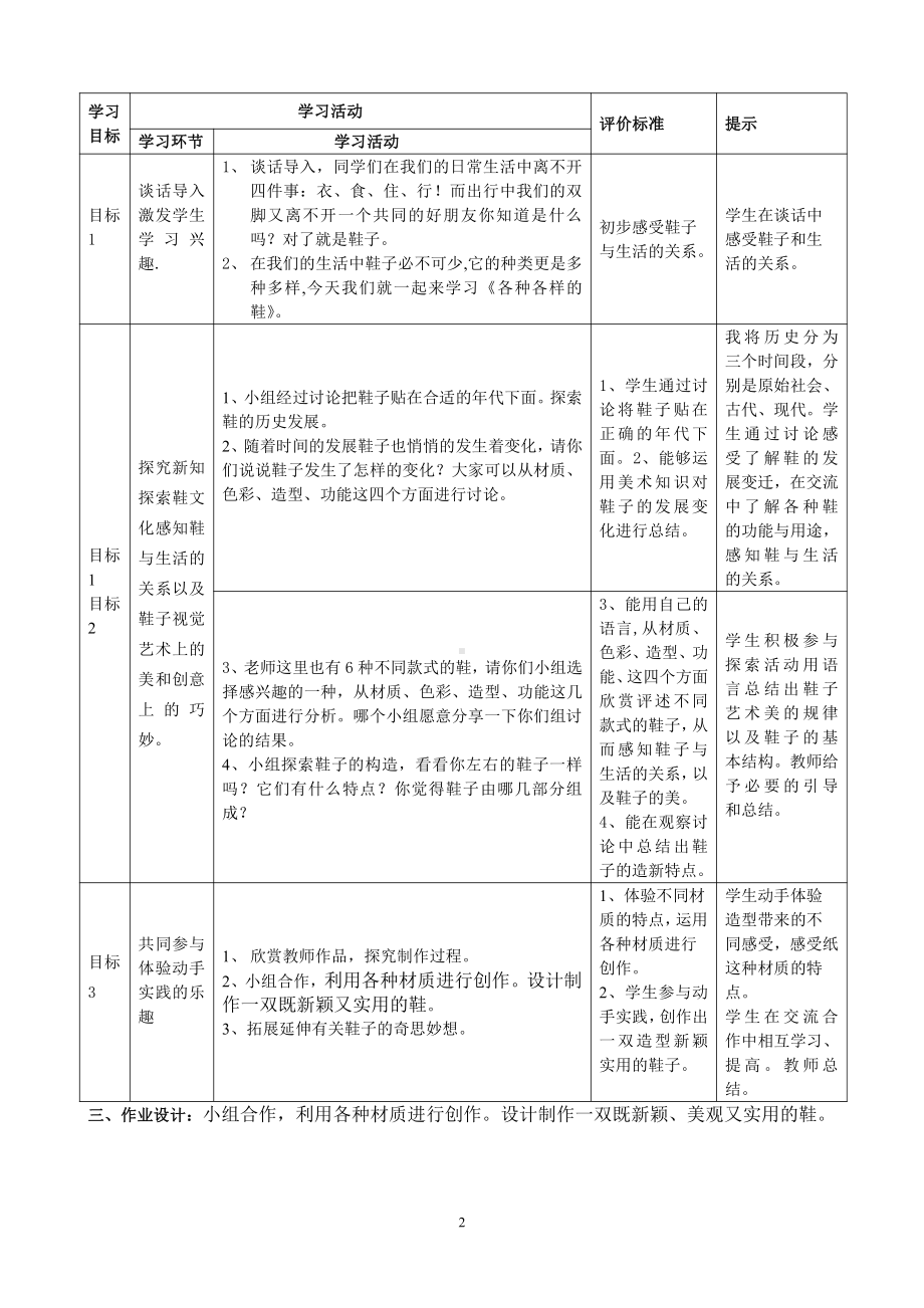 第19课-各种各样的鞋-教案、教学设计-省级公开课-人美版三年级上册美术(配套课件编号：23df9).doc_第2页