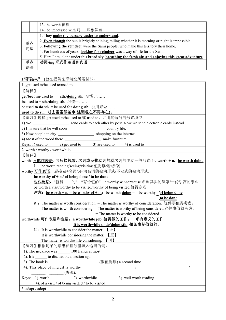 （2019版）人教版选择性必修第一册英语Unit 3 Fascinating parks单元知识点学案.doc_第2页