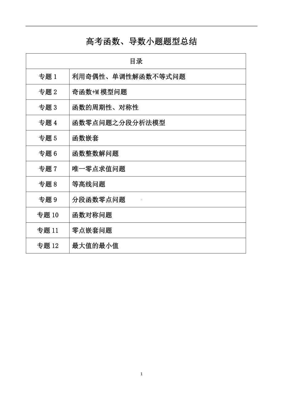 高考数学函数导数压轴选填题型总结.docx_第1页