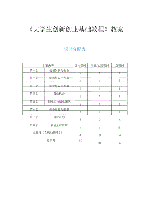 《大学生创新创业基础教程》全册配套教案.doc