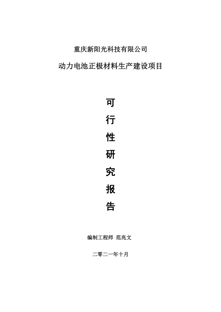 动力电池正极材料项目可行性研究报告-用于立项备案.doc_第1页