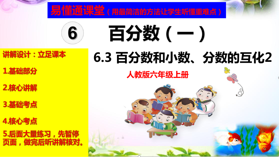 人教版六年级上册数学6.3百分数化成分数和小数+考点+课本习题+PPT课件（易懂通课堂）.zip