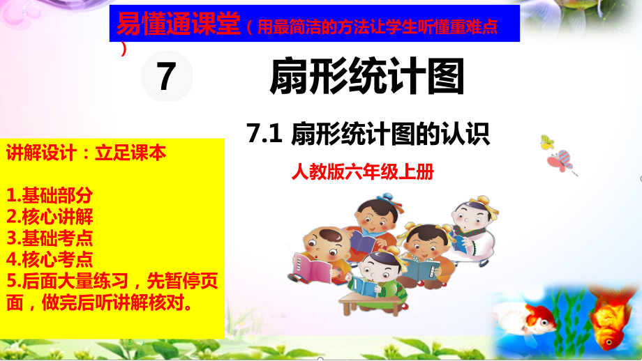 人教版六年级上册数学7.1扇形统计图的认识+考点+课本习题+PPT课件（易懂通课堂）.zip