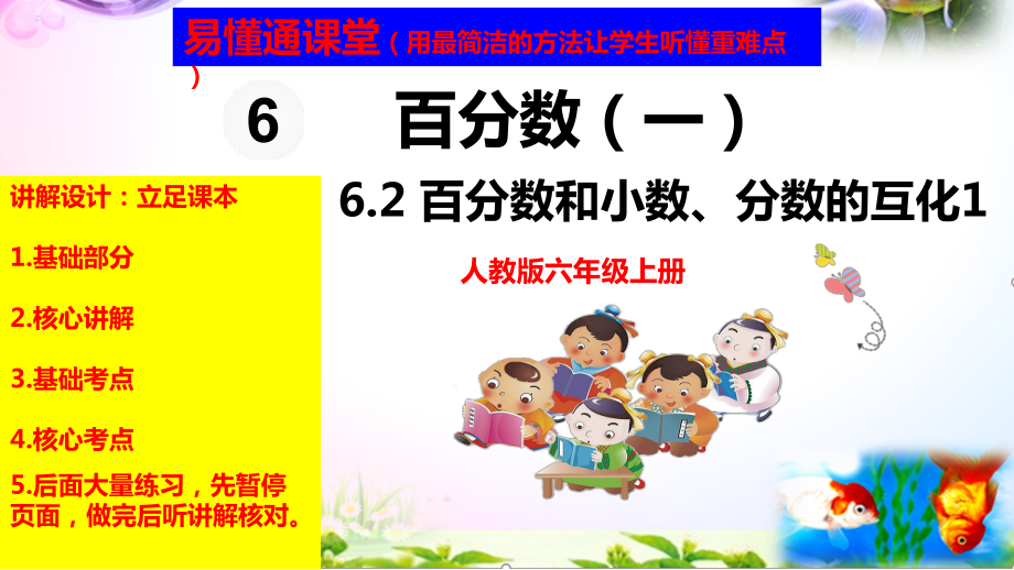 人教版六年级上册数学6.2百分数和小数、分数的互化1+考点+课本习题+PPT课件（易懂通课堂）.zip