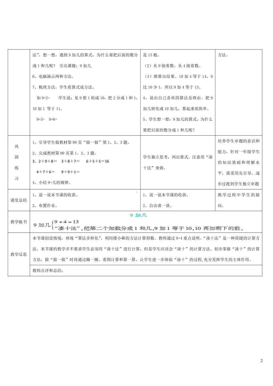 8.20以内的进位加法-9加几-教案、教学设计-市级公开课-人教版一年级上册数学(配套课件编号：21530).docx_第2页