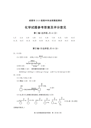 成都市2019级高中毕业班摸底测试化学答案.pdf