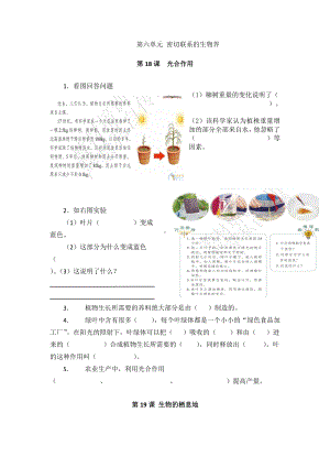 2021新青岛版（五四制）五年级上册科学第六单元 密切联系的生物界 同步练习（含答案）.doc