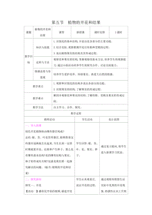 苏教版七年级生物上册：5-5植物的开花和结果（教案含反思）.docx