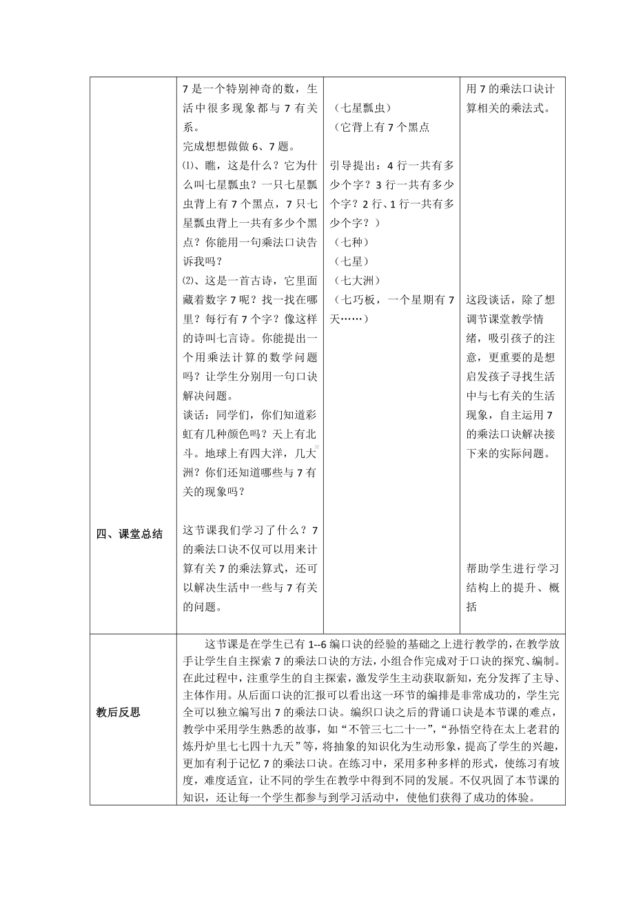 六 表内乘法和表内除法（二）-1、7的乘法口诀-教案、教学设计-市级公开课-苏教版二年级上册数学(配套课件编号：315c9).doc_第3页