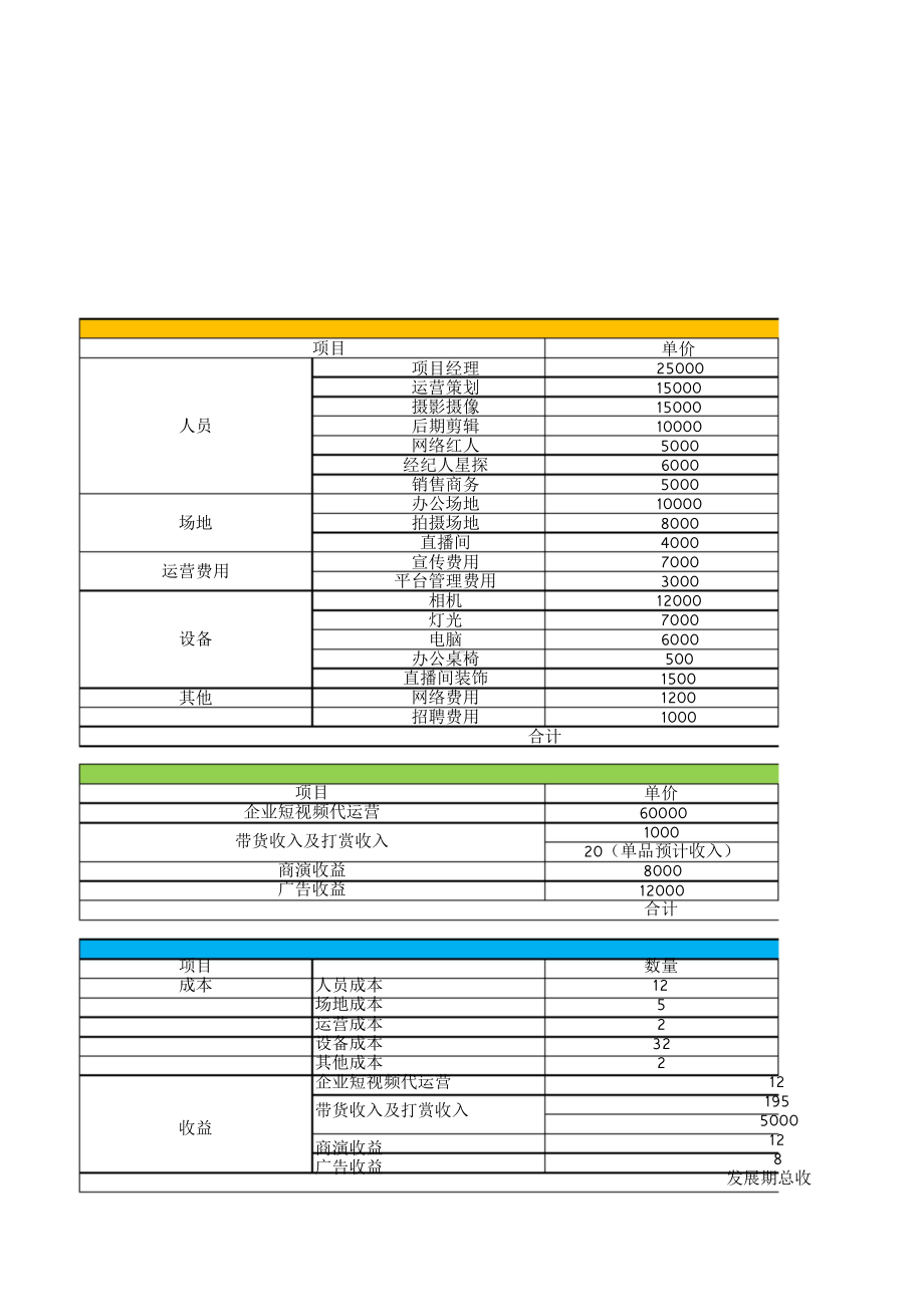 网红公司投资成本收益规划表 - 完整版.doc_第3页