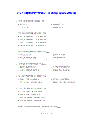 2022年中考语文二轮复习：语句停顿 专项练习题汇编（Word版含答案）.docx