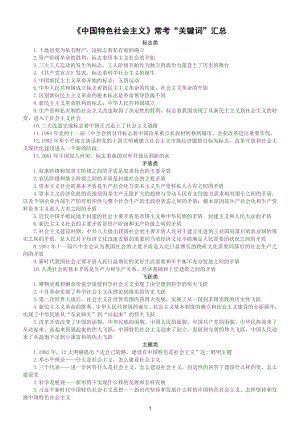高中政治必修一《中国特色社会主义》常考“关键词”整理汇总.doc