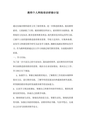 教师个人网络培训研修计划.docx