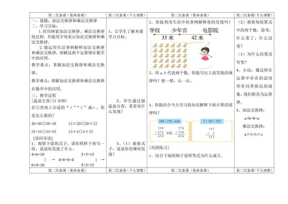 四 运算律-加法交换律和乘法交换律-教案、教学设计-市级公开课-北师大版四年级上册数学(配套课件编号：f0252).docx_第1页