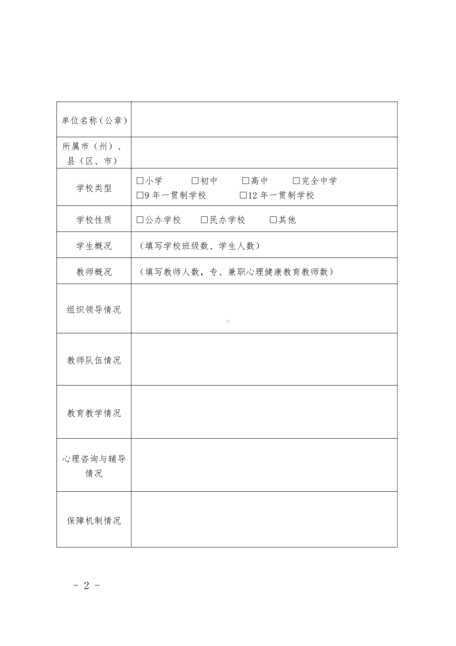 四川省中小学心理健康教育特色学校 申报表.doc_第2页