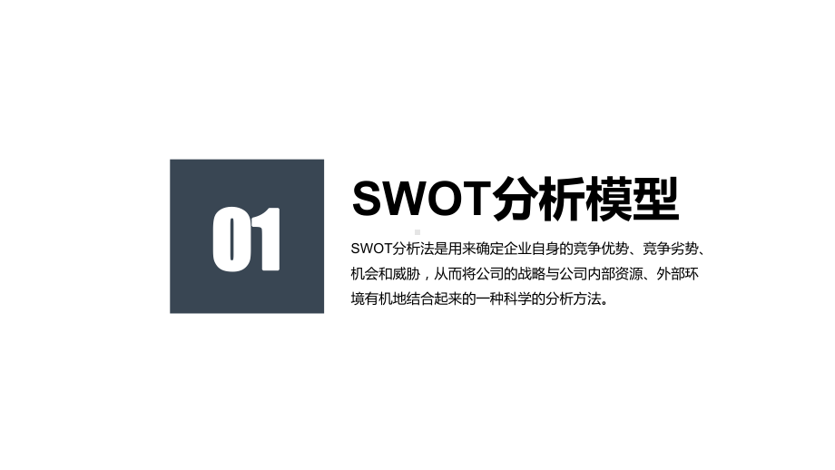 SWOT分析模型矩阵示意图优势分析劣势分析机会分析威胁分析PPT课件（带内容）.pptx_第3页