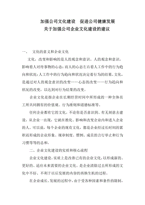 加强公司文化建设促进公司健康发展关于加强公司企业文化建设的建议.docx