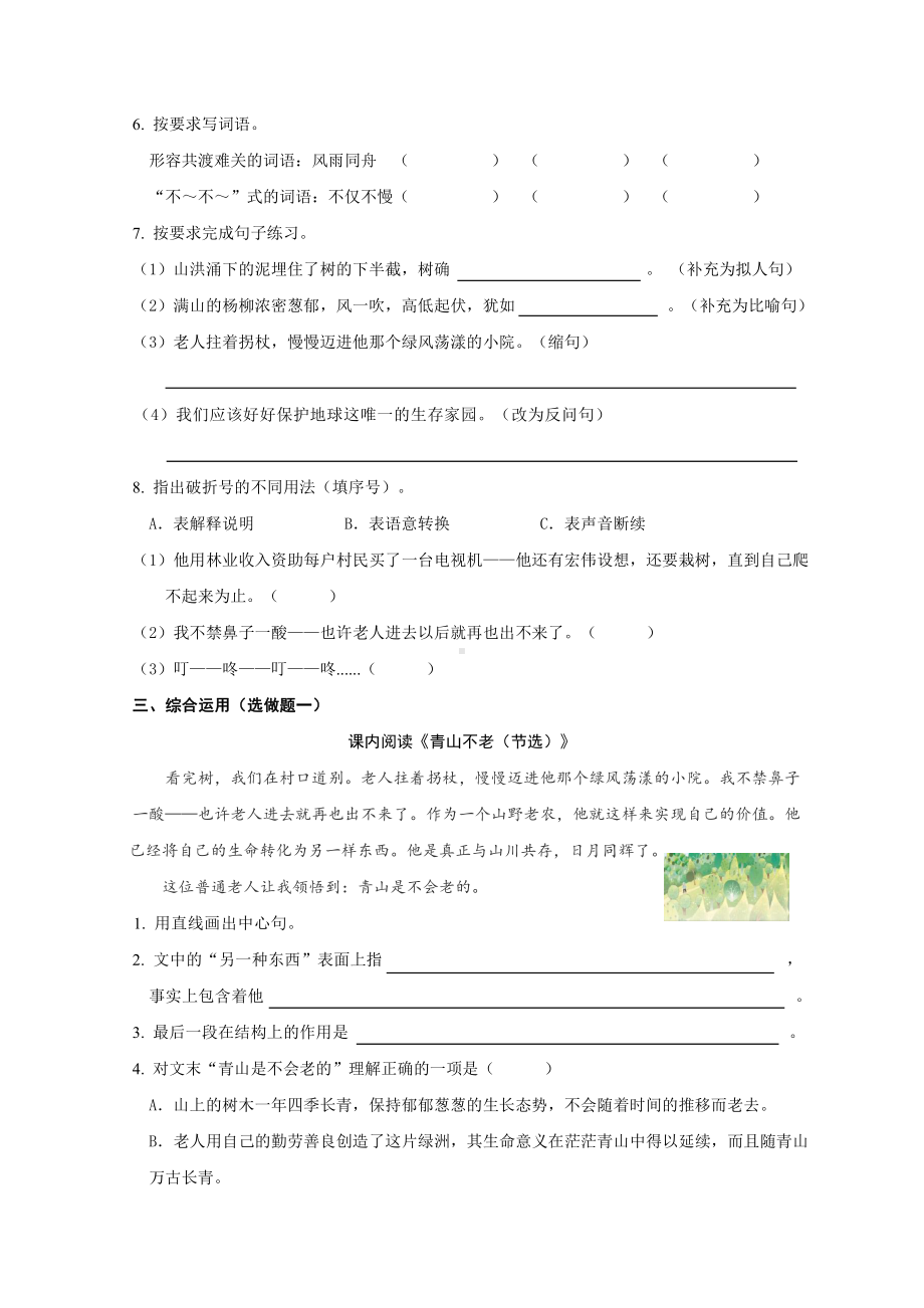 （小学部编版语文有效作业）20 青山不老B组.docx_第2页