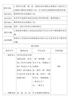 八 6～9的乘法口诀-有多少张贴画-教案、教学设计-市级公开课-北师大版二年级上册数学(配套课件编号：63dec).docx