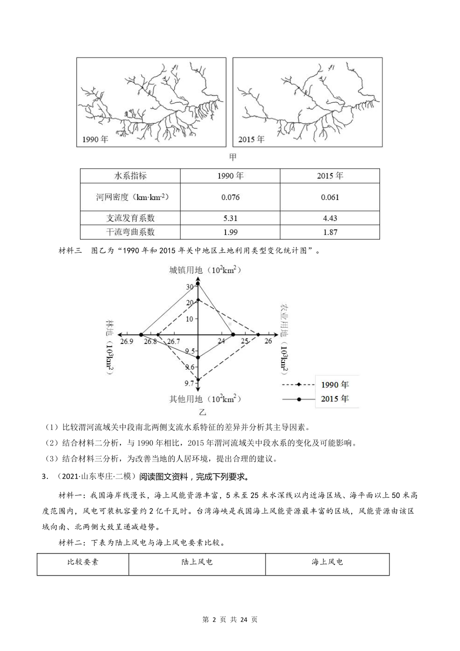 2022年高考地理二轮复习：对比分析类主观题专项练习题汇编（含答案解析）.docx_第2页