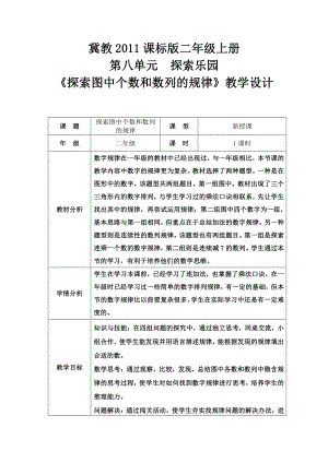 八 探索乐园-探索图中个数和数列的规律-教案、教学设计-市级公开课-冀教版二年级上册数学(配套课件编号：a01cc).doc