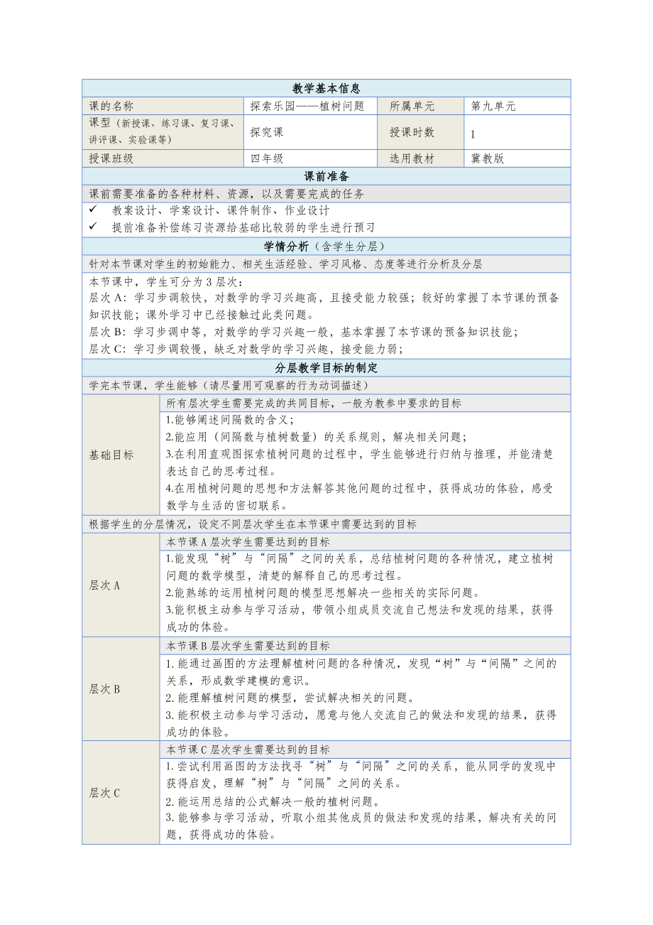 九 探索乐园-植树问题-ppt课件-(含教案)-市级公开课-冀教版四年级上册数学(编号：02284).zip