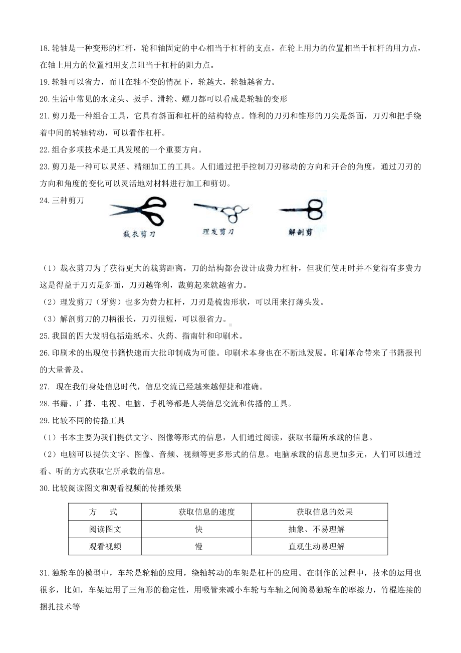 2021新教科版六年级上册科学第三单元工具与技术知识梳理.docx_第2页