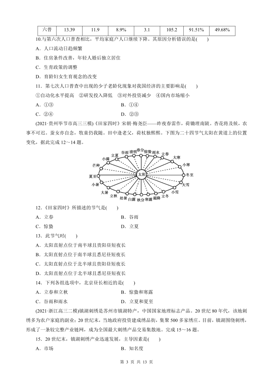 2022年高考地理一轮复习：热点问题 专项练习题（含答案解析）.doc_第3页