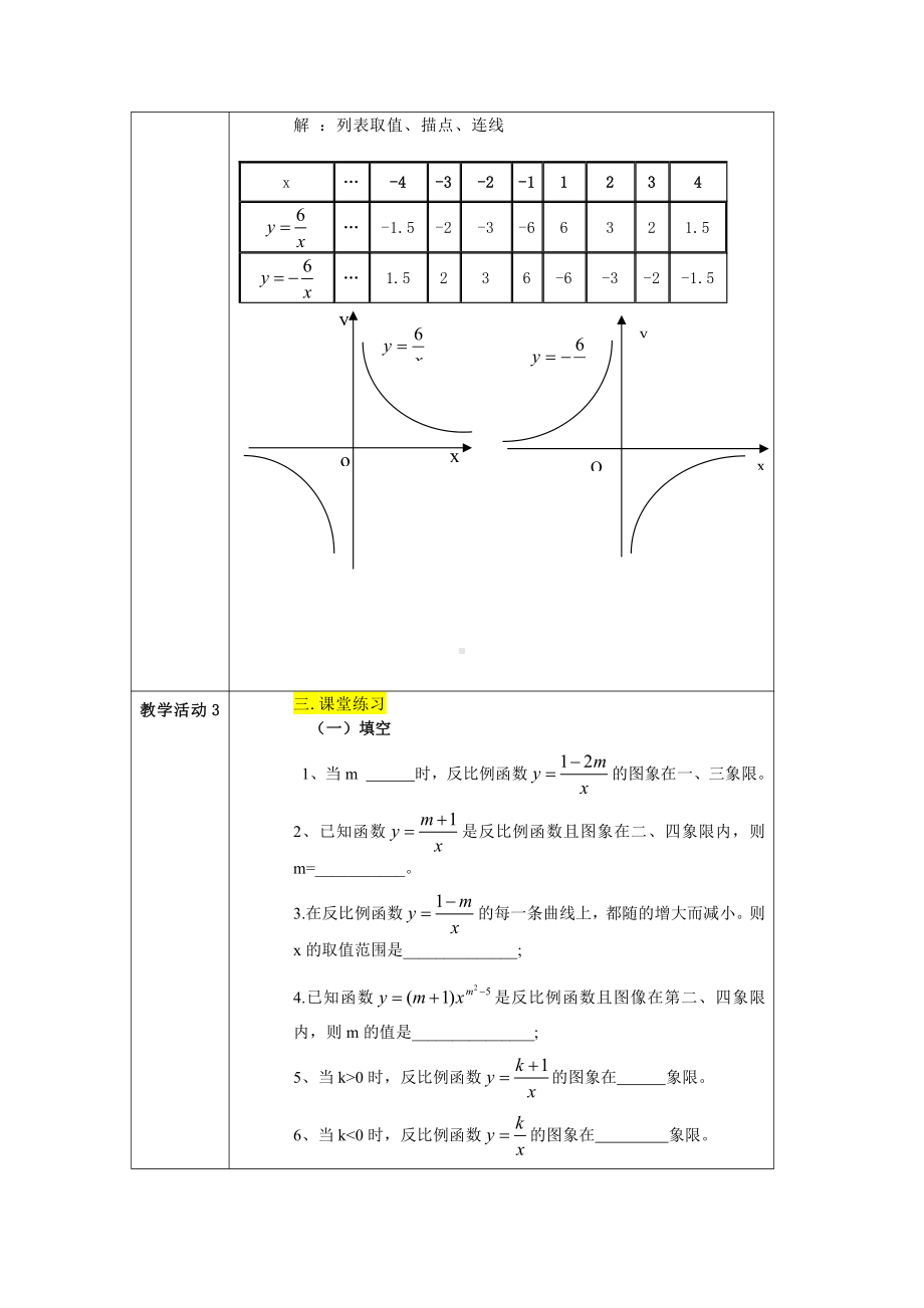 第六章 反比例函数-2 反比例函数的图象与性质-反比例函数的图象-教案、教学设计-市级公开课-北师大版九年级上册数学(配套课件编号：70702).doc_第2页