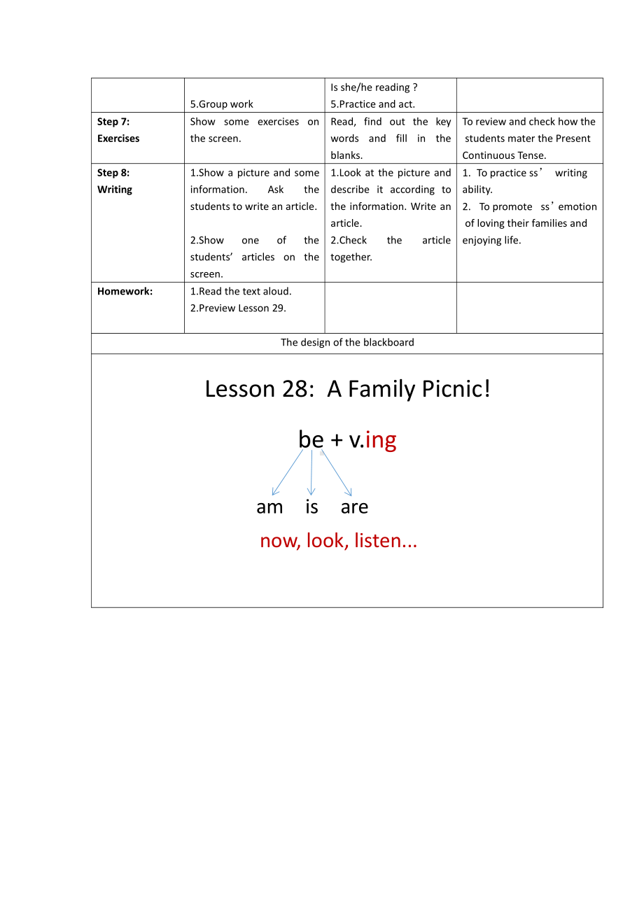 Unit 5 Family and Home-Lesson 28 Family Picnia-教案、教学设计-部级公开课-冀教版七年级上册英语(配套课件编号：d02a9).docx_第3页