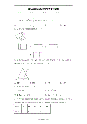 山东省聊城2020年中考数学试题.docx