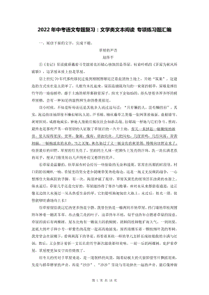 2022年中考语文专题复习：文学类文本阅读 专项练习题汇编（Word版含答案）.docx