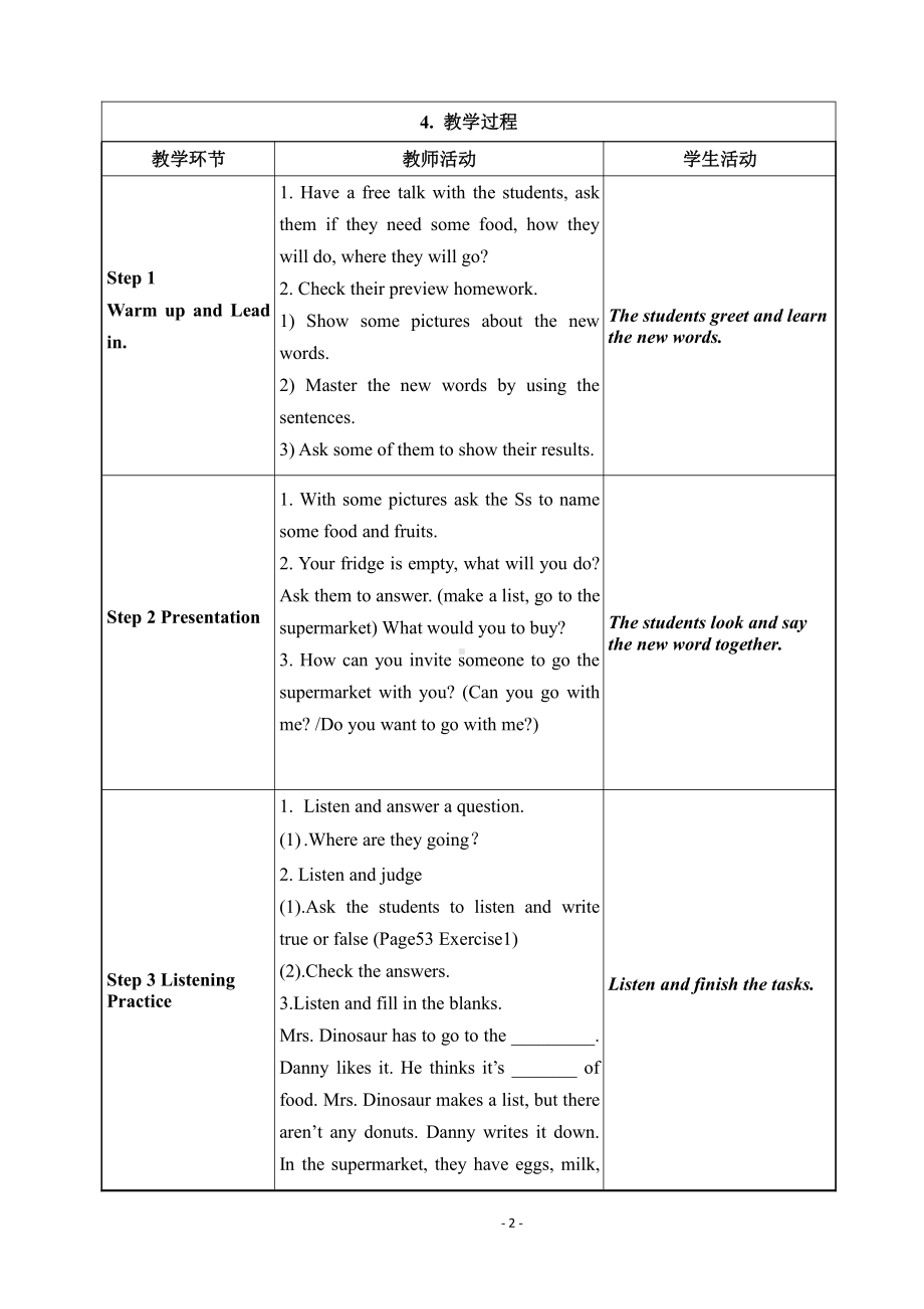 Unit 4 Food and Restaurants-Lesson 20 I Like the Supermarket!-教案、教学设计-省级公开课-冀教版七年级上册英语(配套课件编号：3037c).doc_第2页