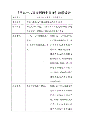 第18课 从九一八事变到西安事变-教案、教学设计-省级公开课-部编版八年级上册历史(配套课件编号：40399).docx